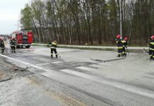 Rozlany beton na drodze krajowej nr 9 w Nowej Dębie