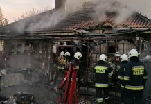 Pożar warsztatu samochodowego w Nowej Dębie
